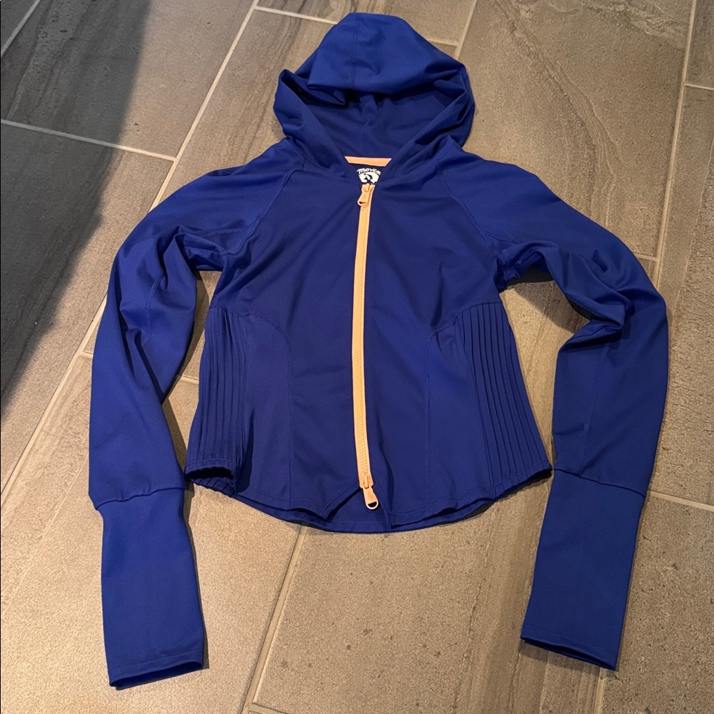 FP Movement Blue Hooded Jacket with Orange Zipper